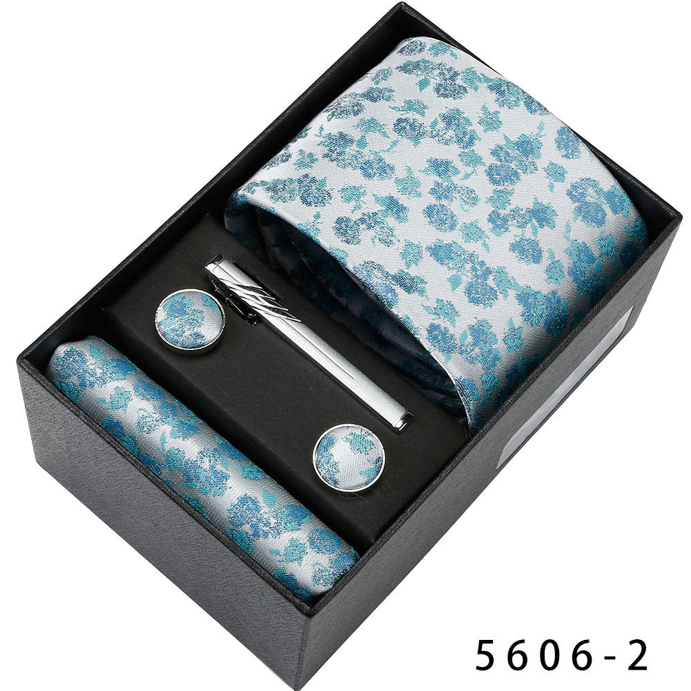 Men's Casual Banquet Tie Square Scarf Cufflinks Five-piece Set