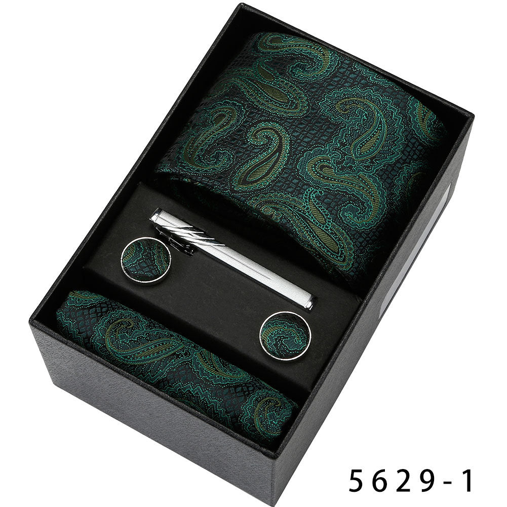Men's Casual Banquet Tie Square Scarf Cufflinks Five-piece Set