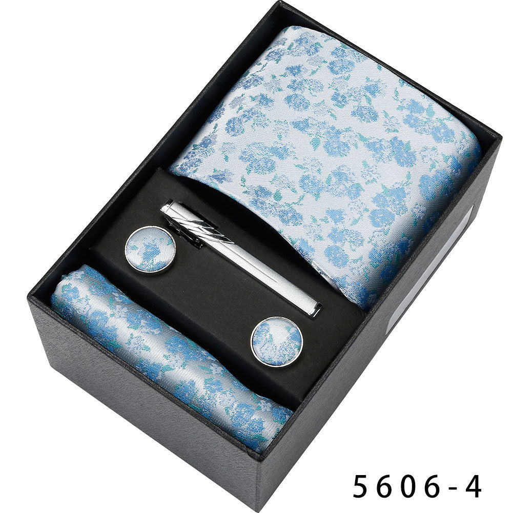 Men's Casual Banquet Tie Square Scarf Cufflinks Five-piece Set