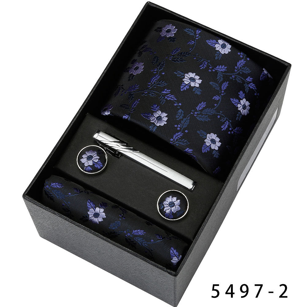 Men's Casual Banquet Tie Square Scarf Cufflinks Five-piece Set