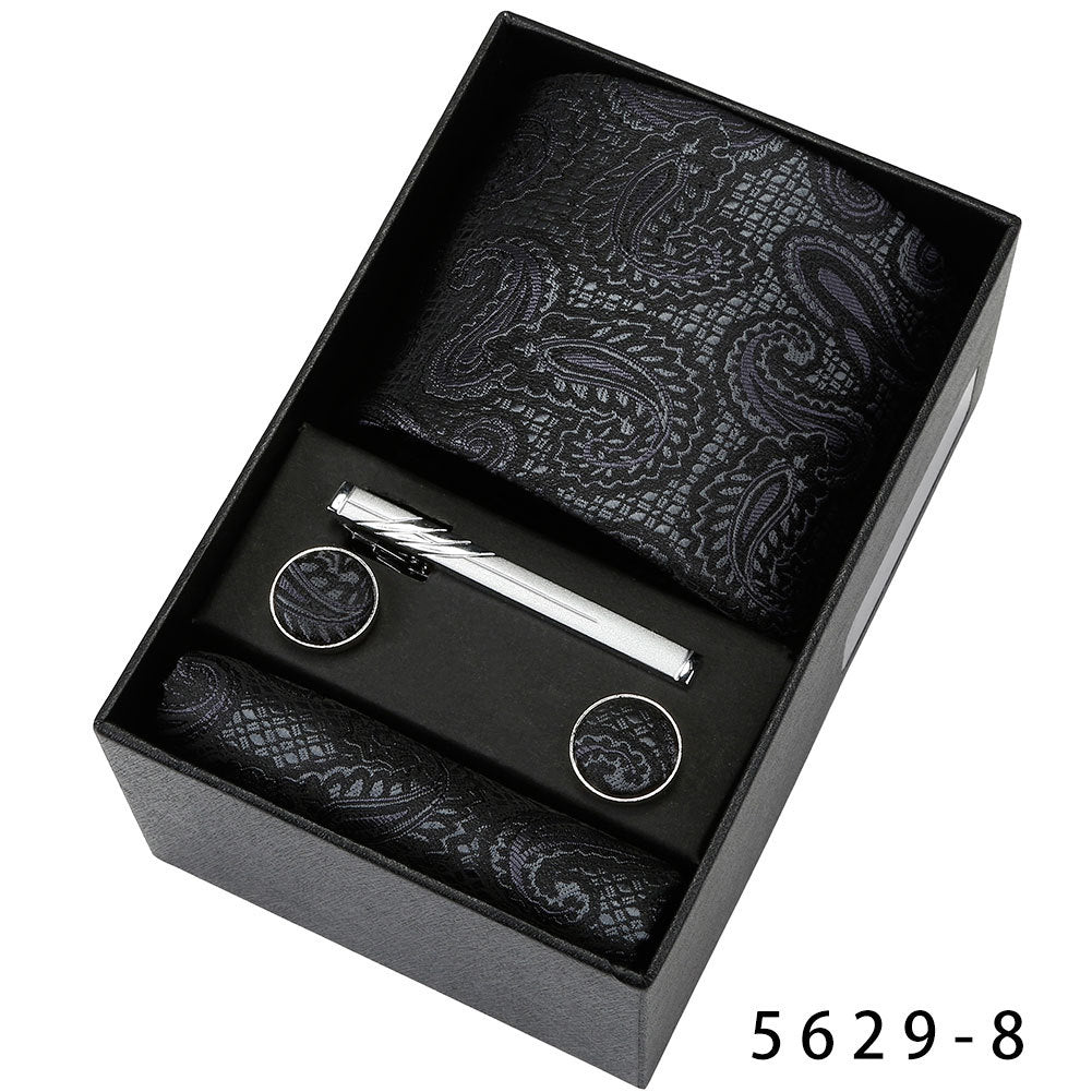 Men's Casual Banquet Tie Square Scarf Cufflinks Five-piece Set