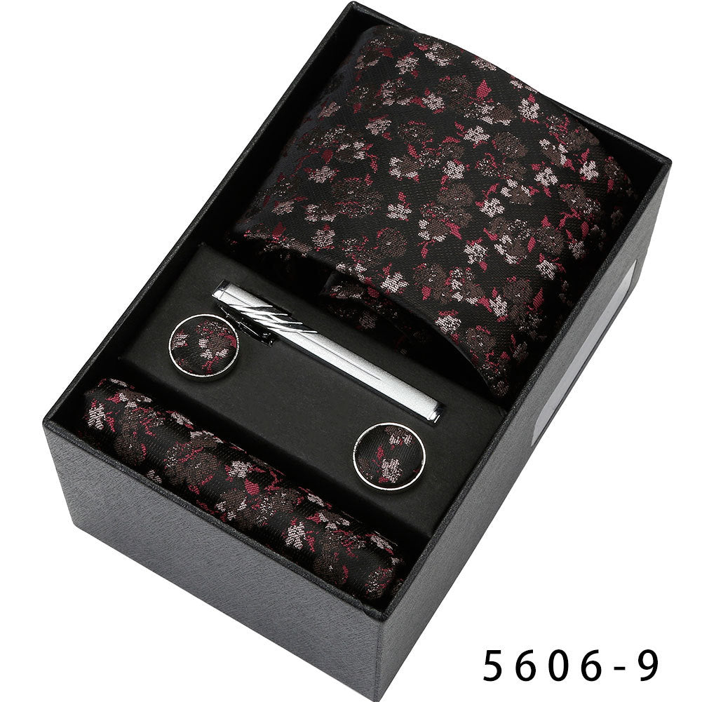 Men's Casual Banquet Tie Square Scarf Cufflinks Five-piece Set