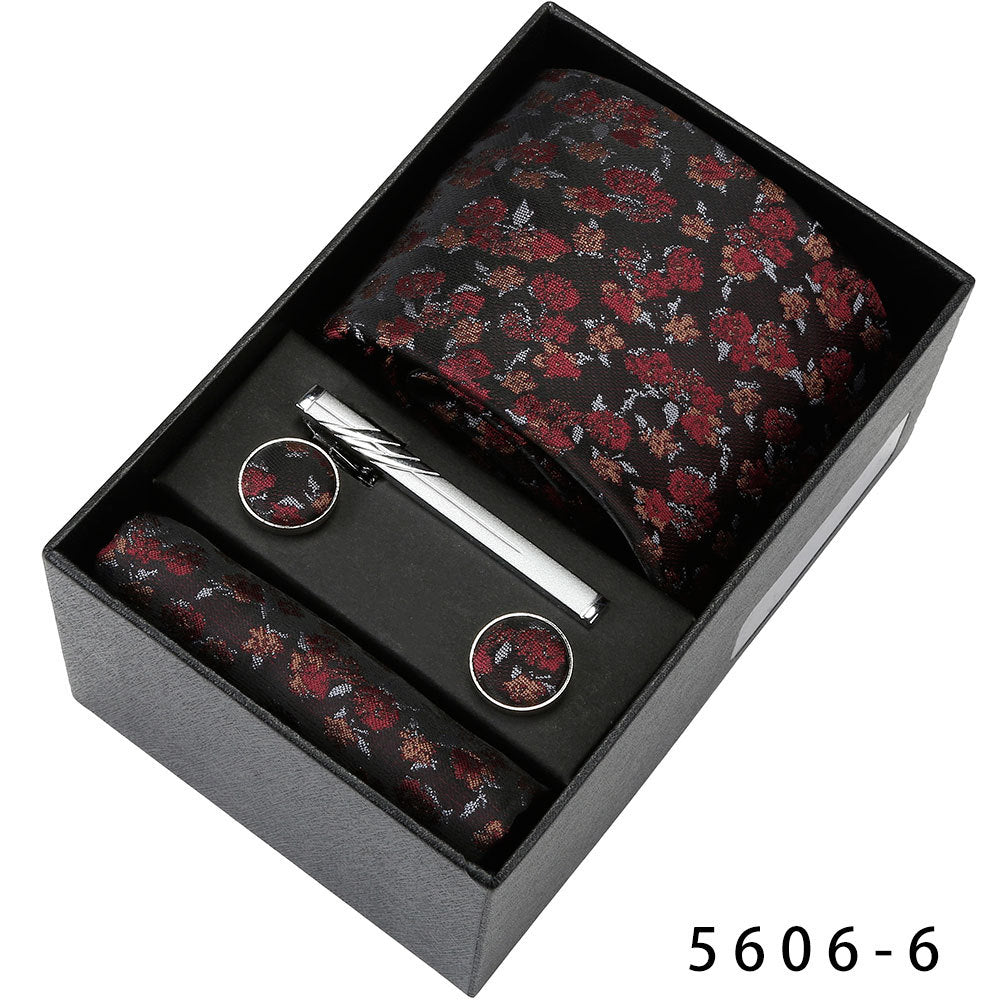 Men's Casual Banquet Tie Square Scarf Cufflinks Five-piece Set