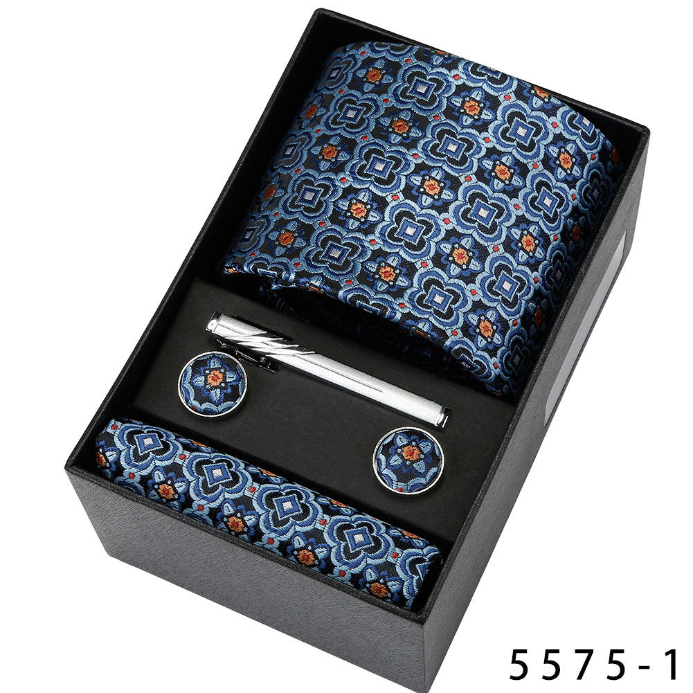 Men's Casual Banquet Tie Square Scarf Cufflinks Five-piece Set