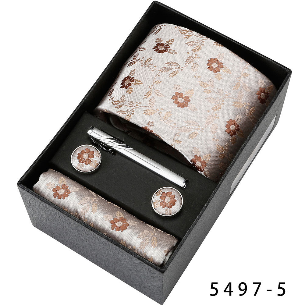 Men's Casual Banquet Tie Square Scarf Cufflinks Five-piece Set