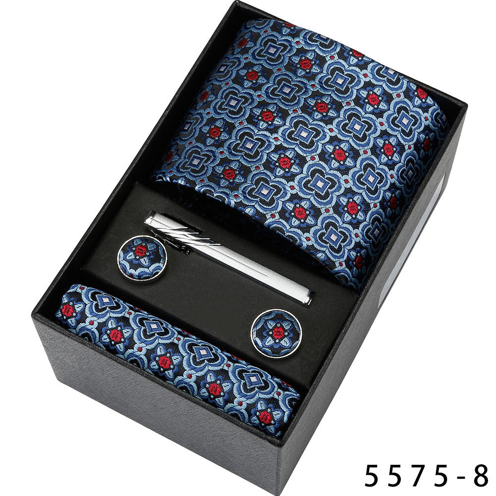 Men's Casual Banquet Tie Square Scarf Cufflinks Five-piece Set