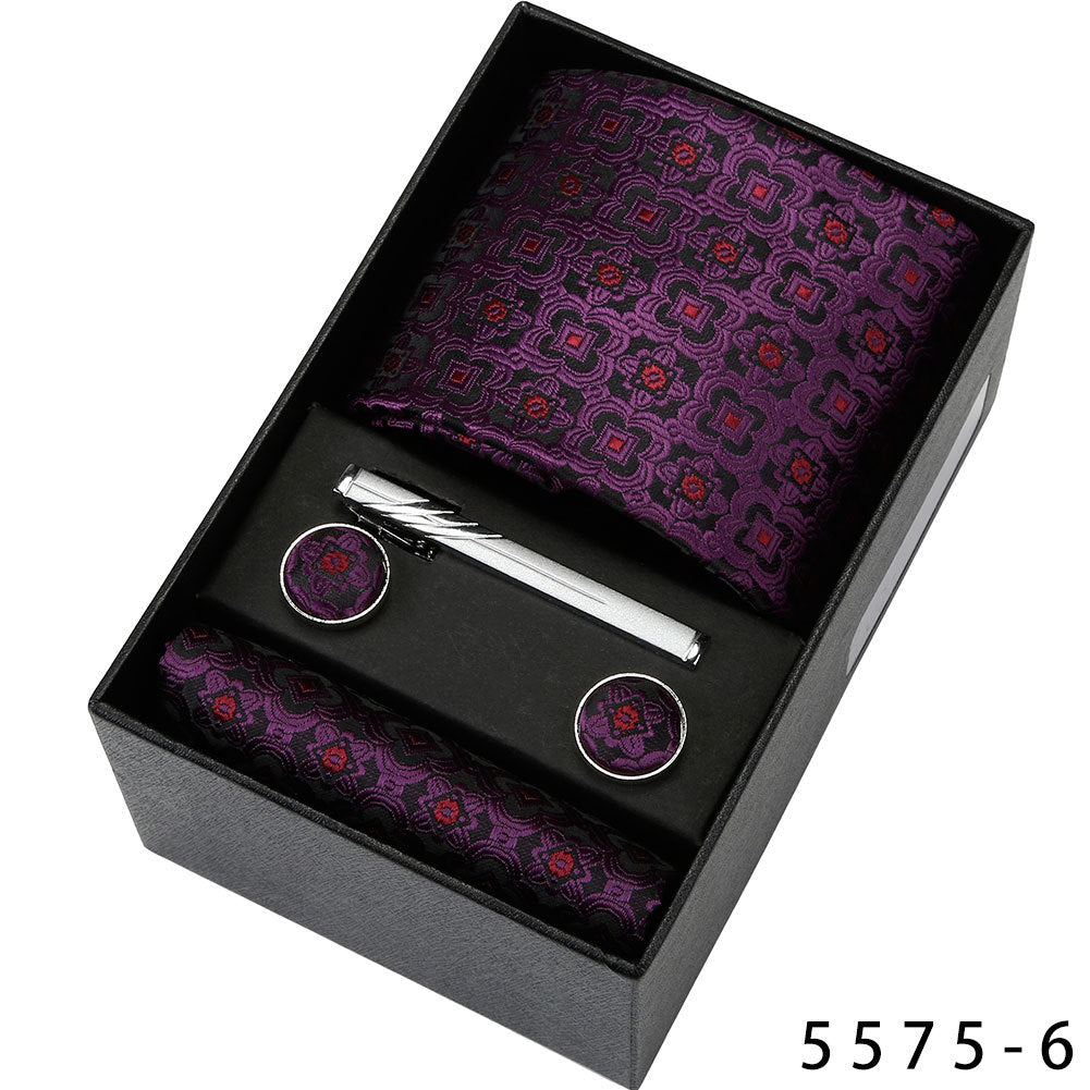 Men's Casual Banquet Tie Square Scarf Cufflinks Five-piece Set