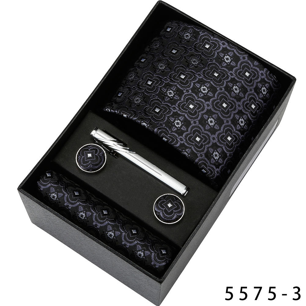 Men's Casual Banquet Tie Square Scarf Cufflinks Five-piece Set