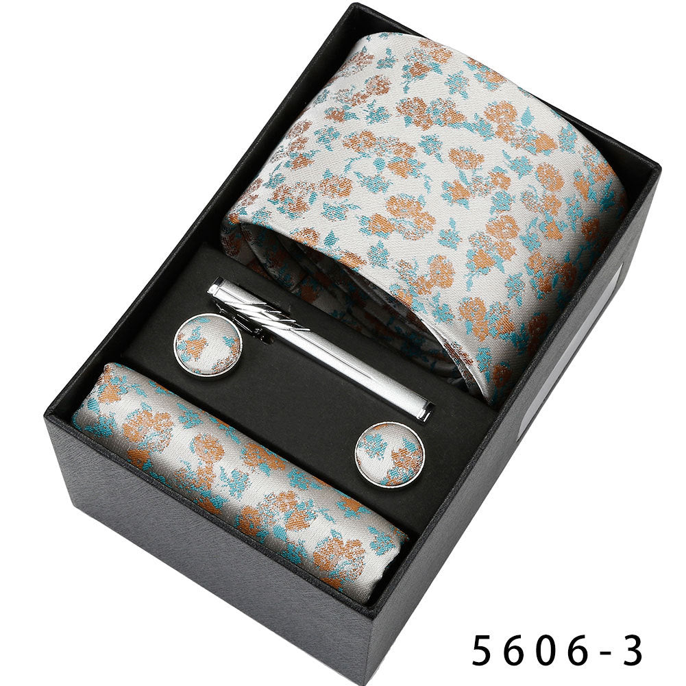 Men's Casual Banquet Tie Square Scarf Cufflinks Five-piece Set
