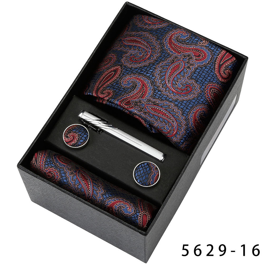 Men's Casual Banquet Tie Square Scarf Cufflinks Five-piece Set