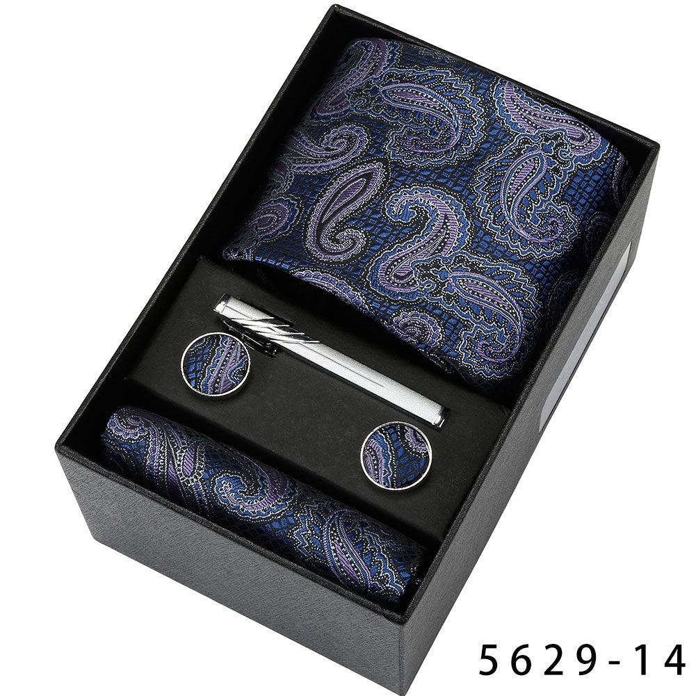 Men's Casual Banquet Tie Square Scarf Cufflinks Five-piece Set