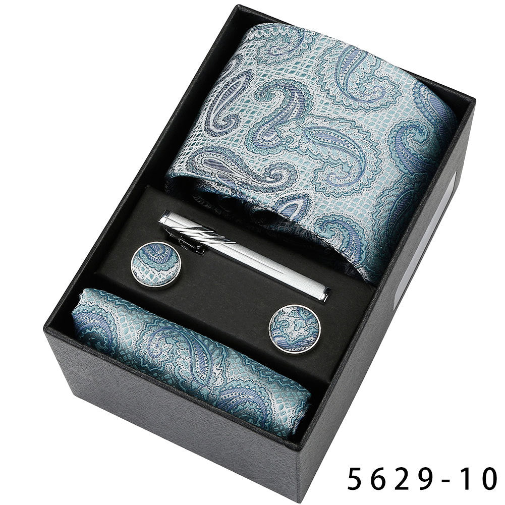 Men's Casual Banquet Tie Square Scarf Cufflinks Five-piece Set
