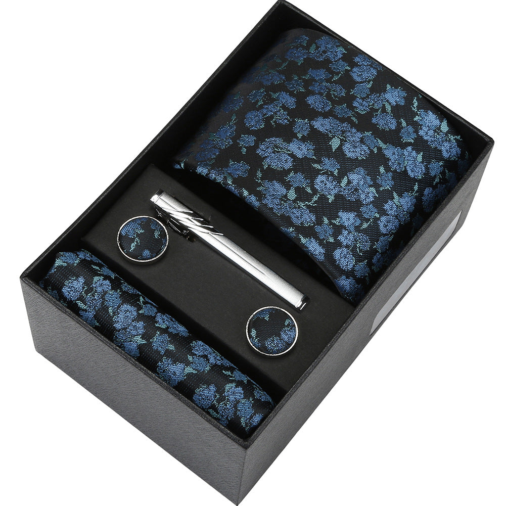 Men's Casual Banquet Tie Square Scarf Cufflinks Five-piece Set