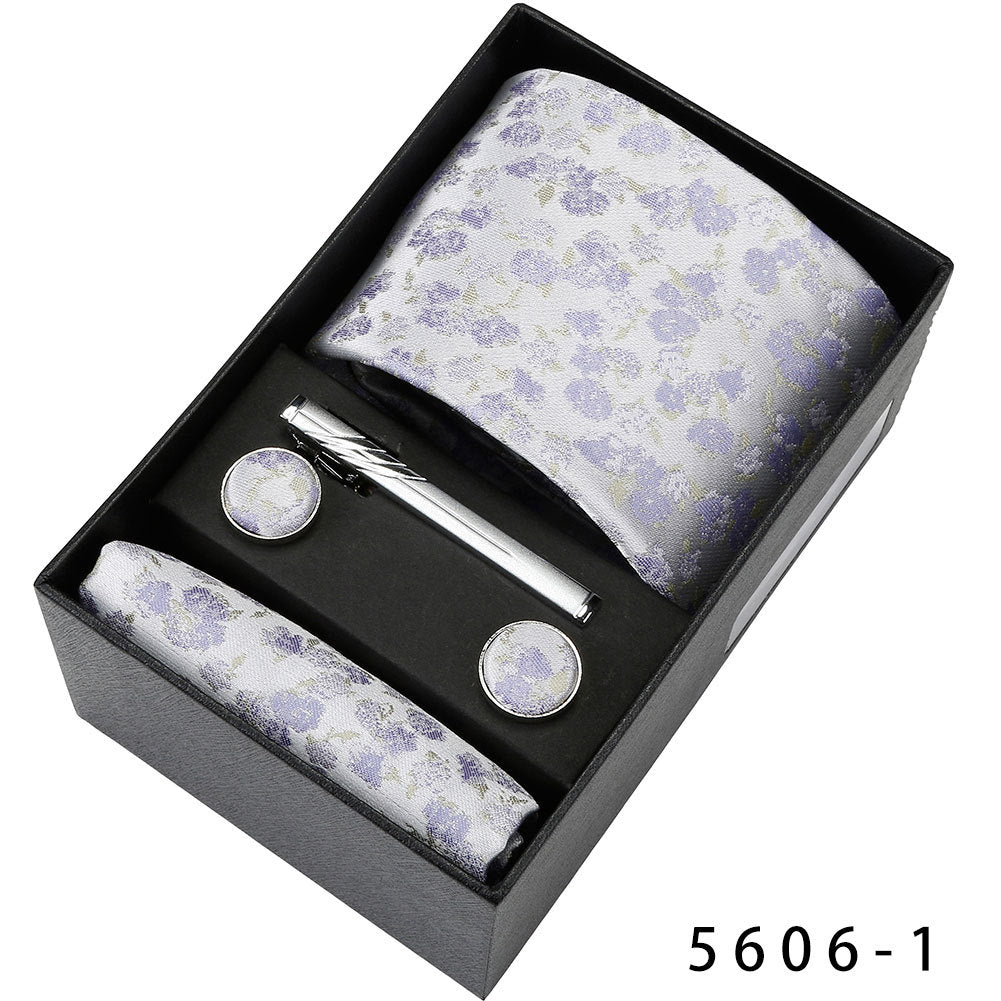 Men's Casual Banquet Tie Square Scarf Cufflinks Five-piece Set